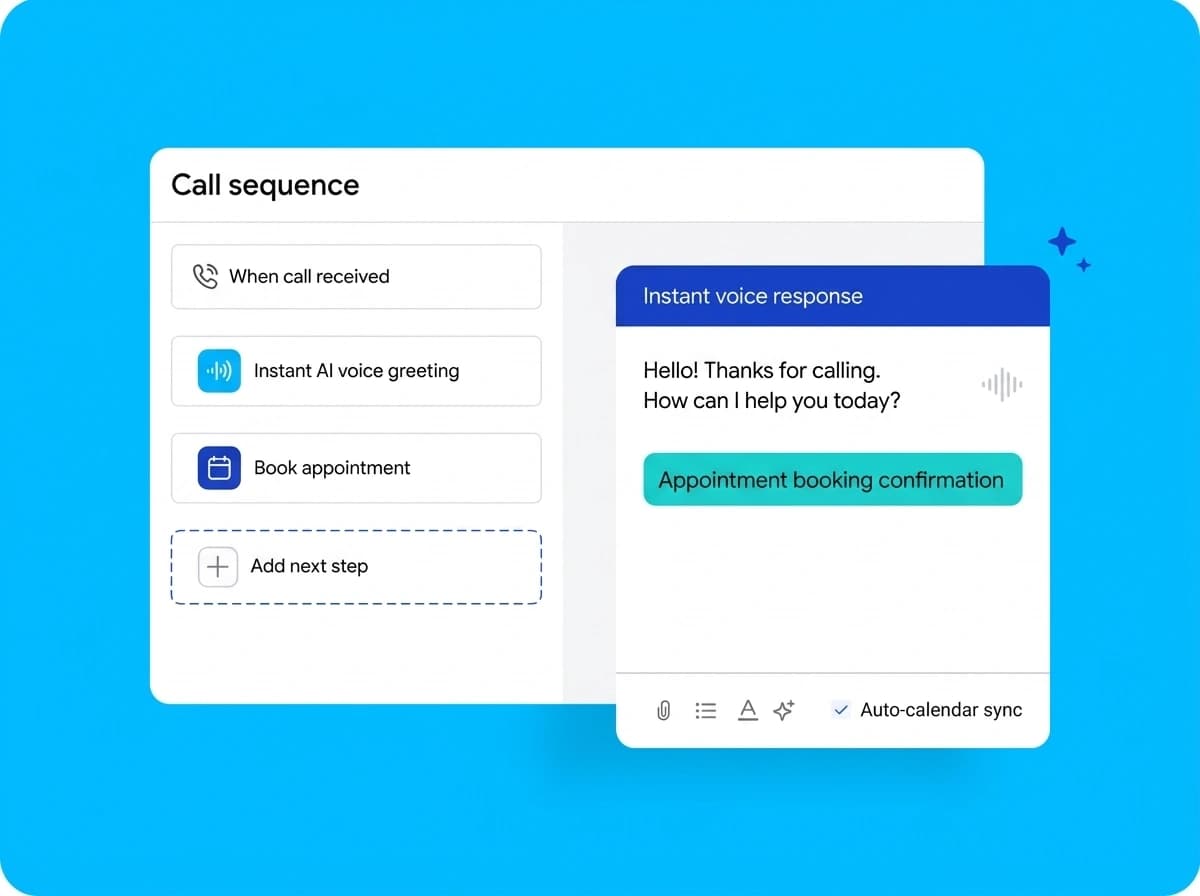 Nexivo instant natural voice greeting and appointment booking sequence